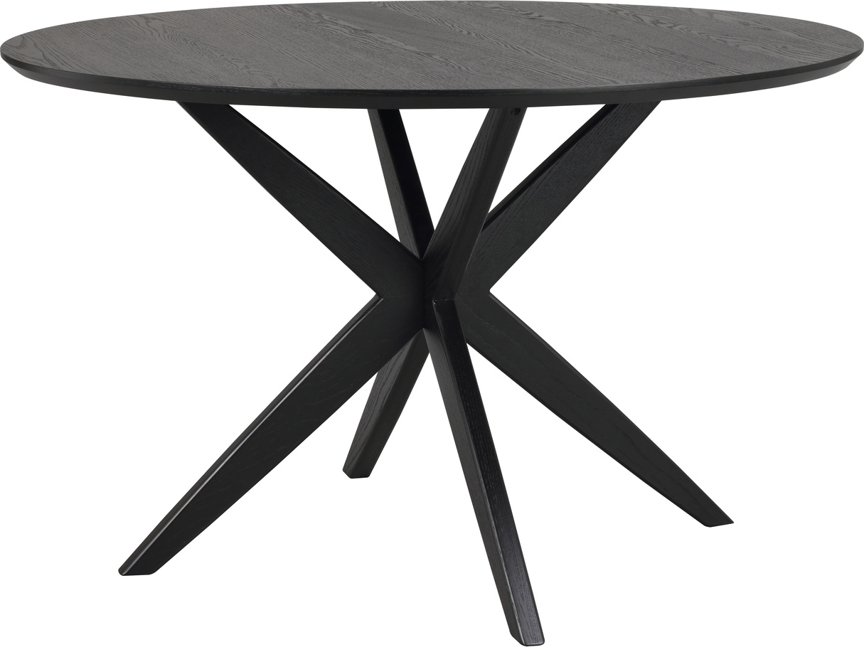 Rundt Spisebord Rowico Calverton ø120 Cm Sort Lakeret Med Stjerneben   Massivt Egetræ