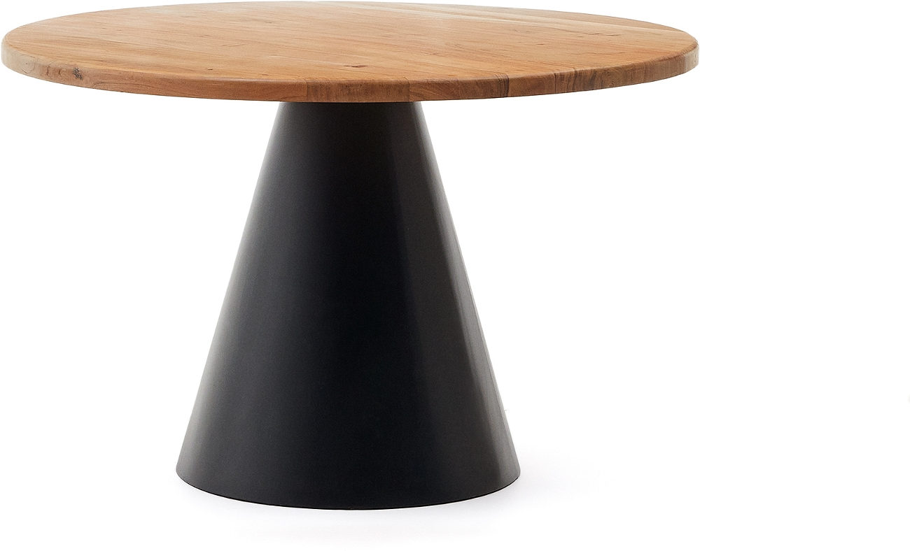 Rundt Spisestuebord Kave Home Wilshire   Akacietræ   Mat Sort Stål ø120 Cm