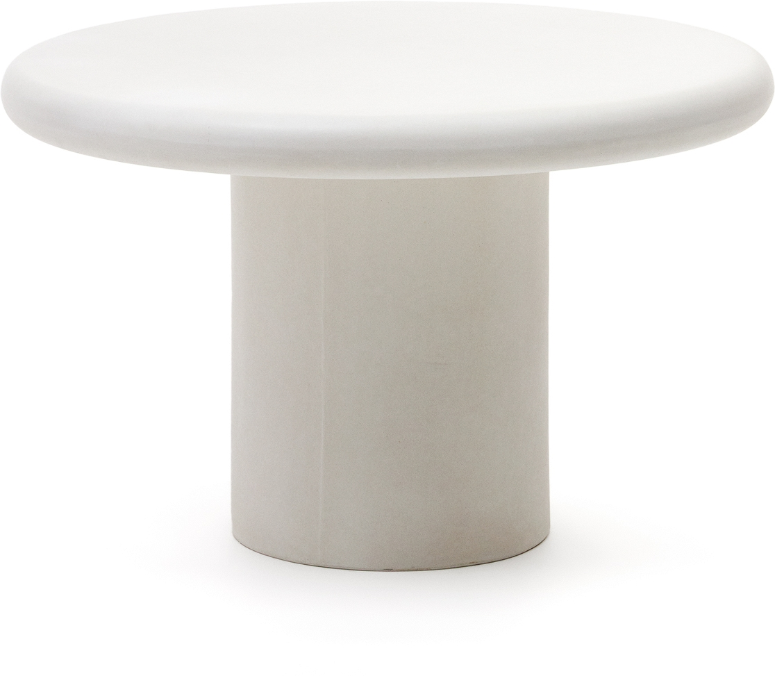 Rundt Udendørs Spisebord Kave Home Addaia   Hvid Fibercement ø120   H76 Cm