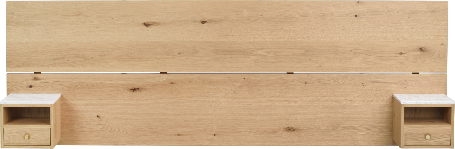 Sengegavl Rowico Whitmore Med Integrerede Sengeborde   Eg Og Hvid Marmor 240 Cm