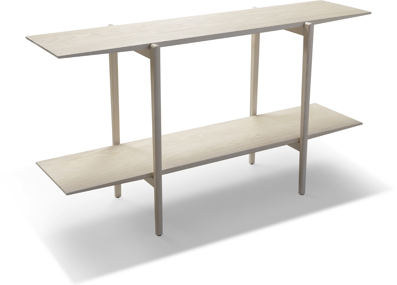 Sidebord Småbord Oscarssons Möbel Calpe   Massiv Hvidolieret Ask 75x140 Cm To-niveau Hylde