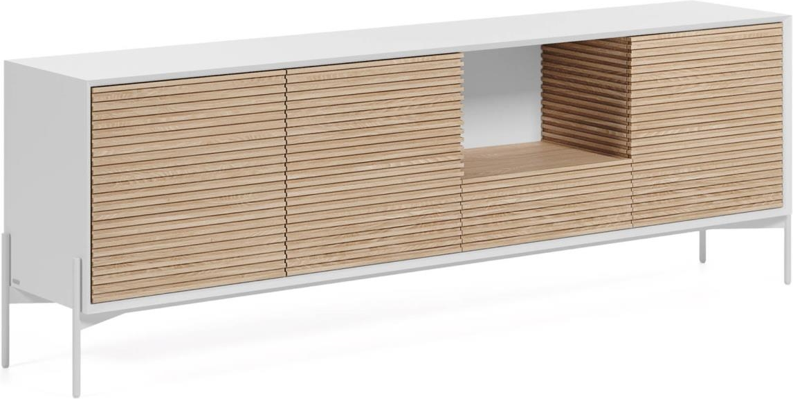 Skænk Marielle Kave Home H69xb207xd40 Cm   Moderne Nordisk Asketræ Hvid Med   Døre   Skuffe