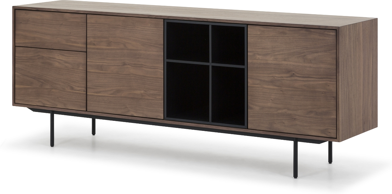 Skænk Nielsen Design Hasseris 190ã 45ã 74 Cm Valnødfinér Med Stel   Pulverlakeret Stål