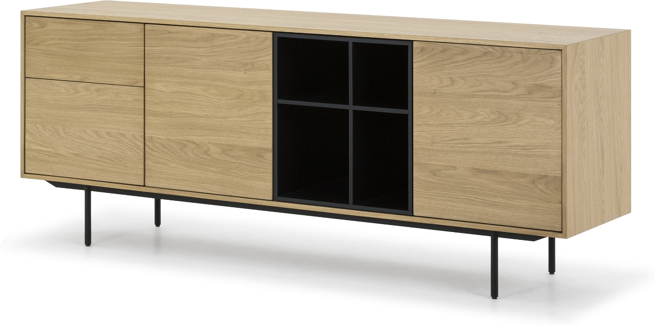 Skænk Nielsen Design Hasseris   Eg Natur Egetræsfiner Folie   Pulverlakeret Stål  190x45x74 Cm