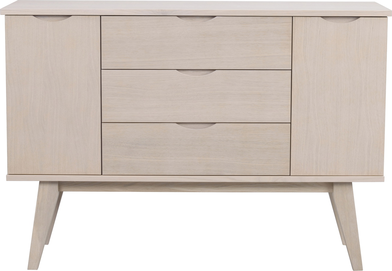 Skænk Rowico Filippa   Hvidkalket Eg Med Push-open Skuffer   Flytbare Hylder H85ã B122ã D40 Cm