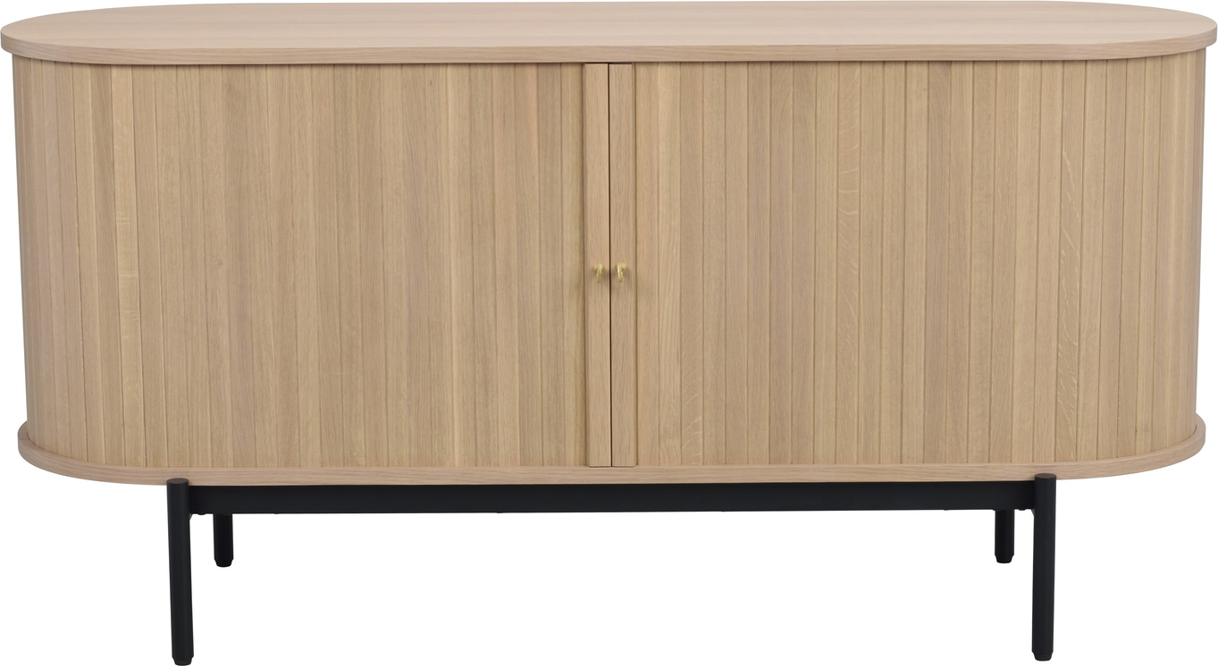 Skænk Rowico Haddington Sideboard Hvidkalket Egetræ Med Sorte Metalben Og Flytbare Hylder 142x45x71 Cm