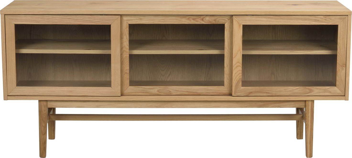 Skænk Rowico Hazelton   Oliebehandlet Egetræ Med Glaslåger 170x40x75 Cm