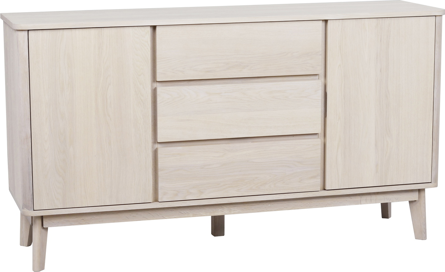 Skænk Rowico Yumi Nordisk Retro Hvidkalket Egetræsfiner H84ã B152ã D42 Cm Soft-close