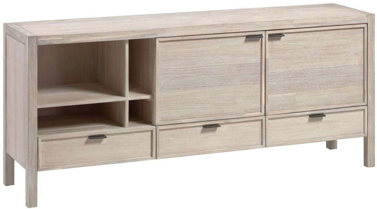 Skænk   Sideboard Kave Home Alen 185   45   80 Cm Massivt Akacietræ Hvid Patina