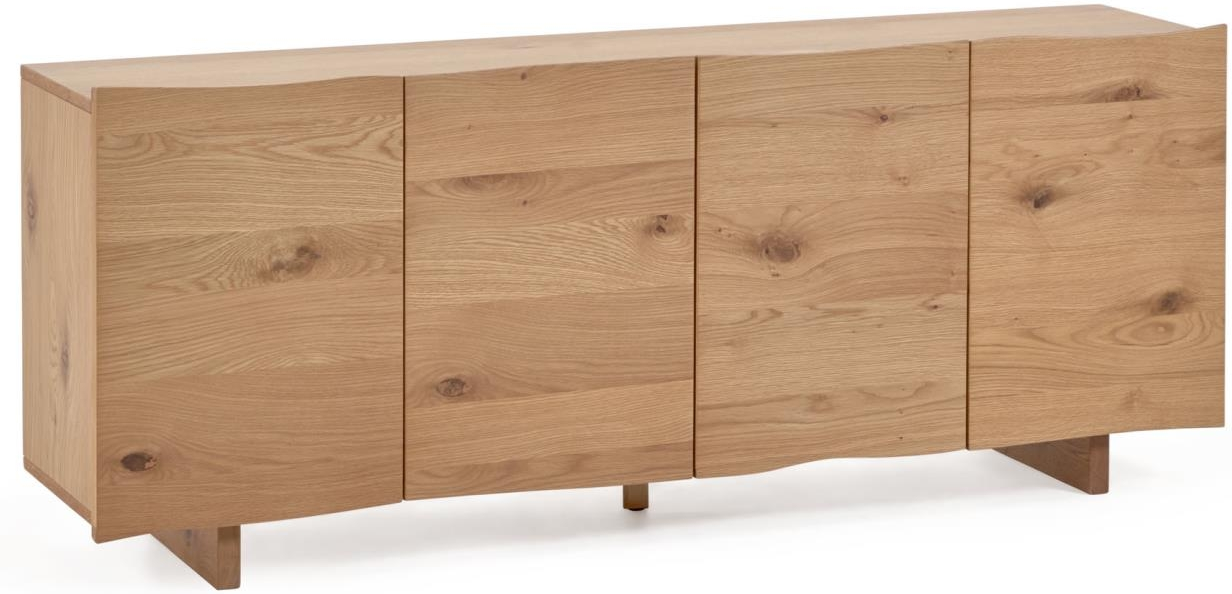 Skænk Sideboard Kave Home Rasha Natur Egetræsfiner H71ã B180ã D41 Cm Med   Døre Og Justerbare Hylder