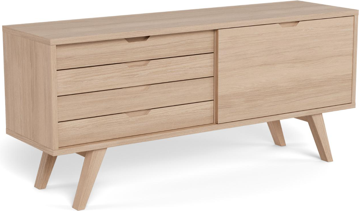 Skænk Signature Arven  Hvidpigmenteret Olieret Egefiner    Skuffer    Dør  160x45x72 Cm