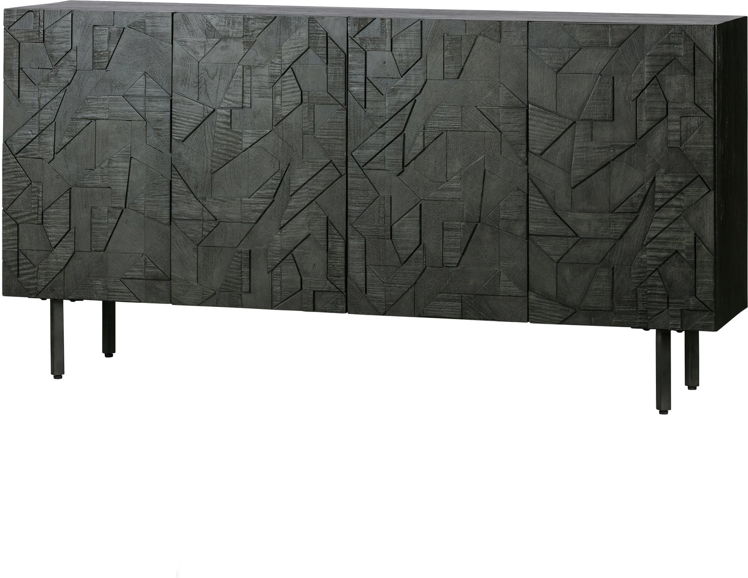Skænk Woood Collection H83xb160xd40 Cm  Mangotræ Metal  Sort    Låger  Soft-close