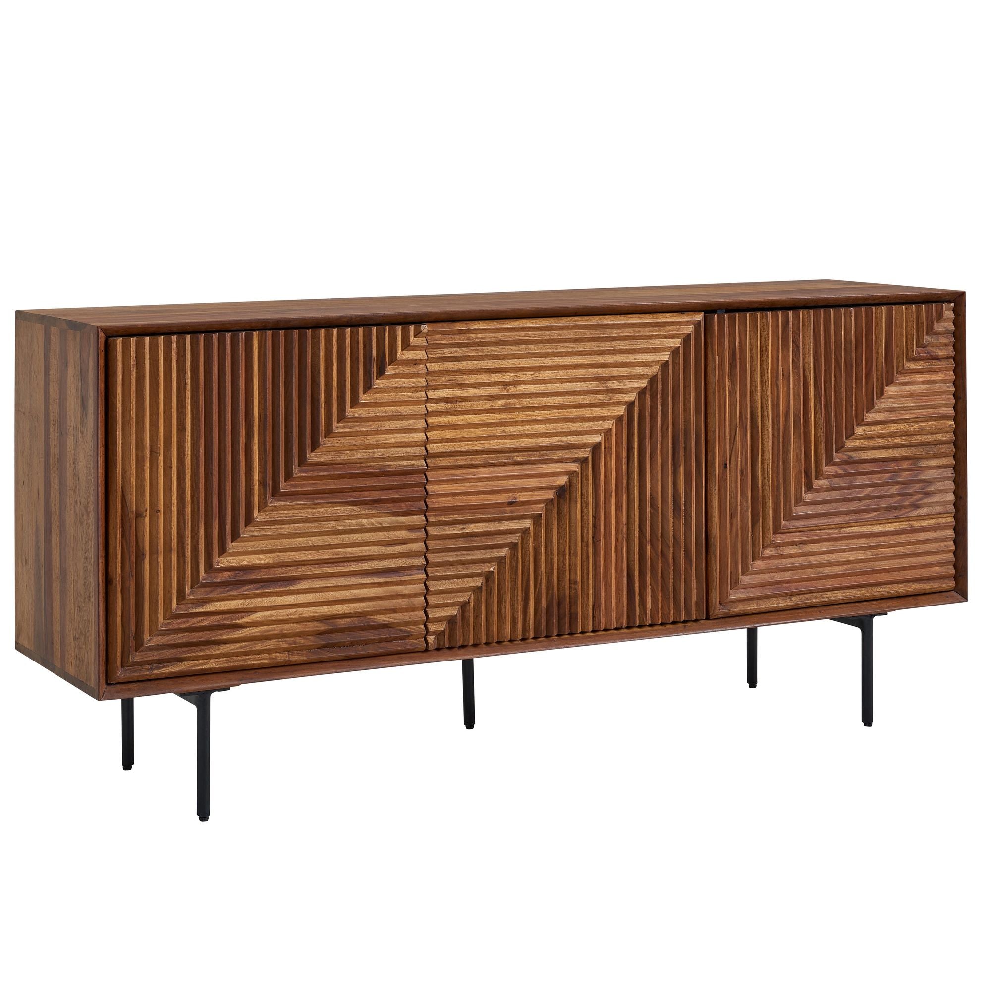 Skænk 148x72x40 Cm Massivt Sheeshamtræ Metalskænk