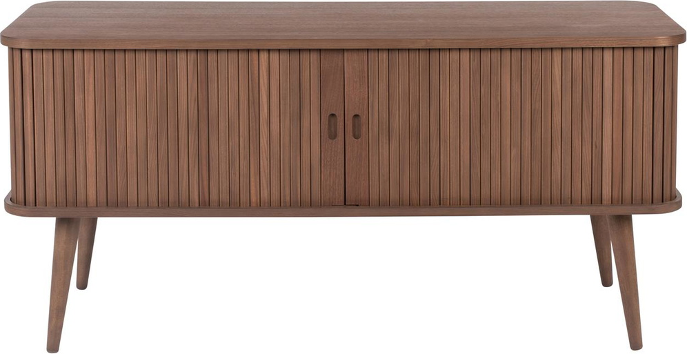 Skænk Zuiver Barbier   Valnøddetræsfiner Og Gummitræ Med Glashylder Og Smart Kabelføring H58   B120   D40 Cm