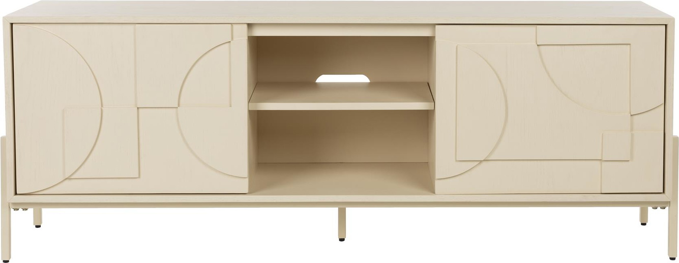 Skænk Zuiver Faces   Lysgrå Mdf Og Massivt Egetræ 60   160   40 Cm