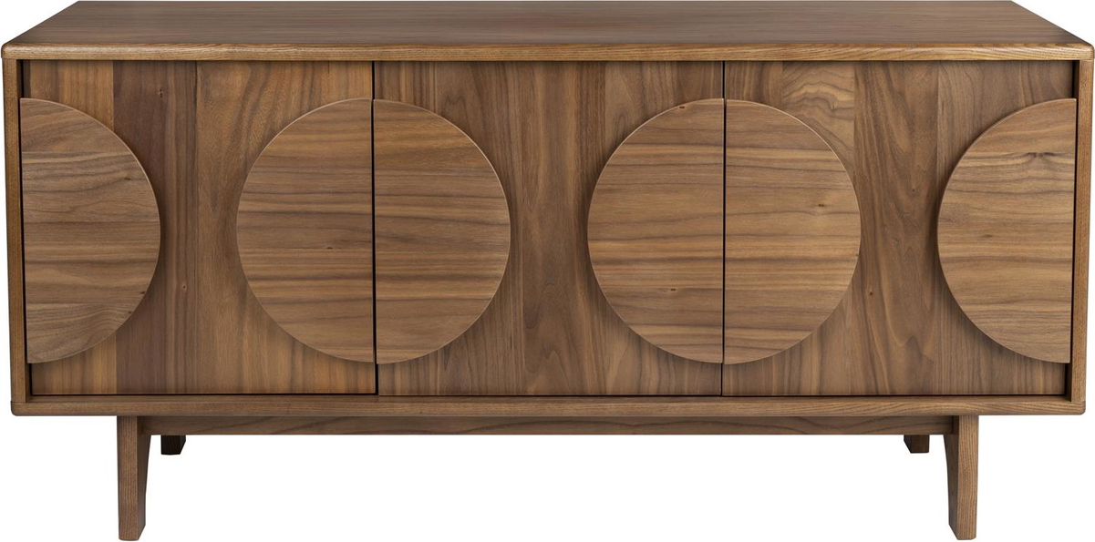 Skænk Zuiver Groove Mudderbrun   Valnødfiner Med Asketræselementer 120x40x58 Cm