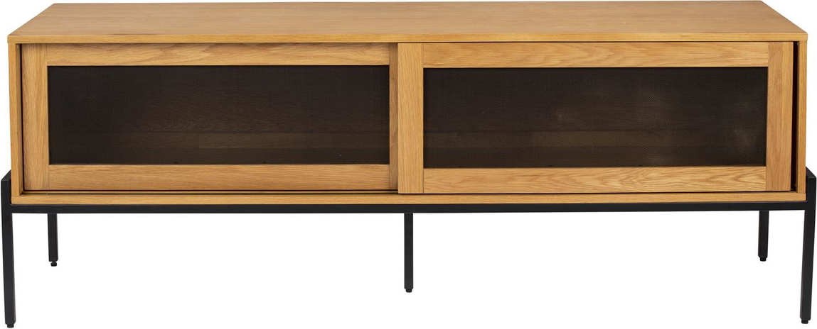 Skænk Zuiver Hardy Natur Egetræsfiner H60xb160xd45 Cm Stålstel Metalnet Skydedøre