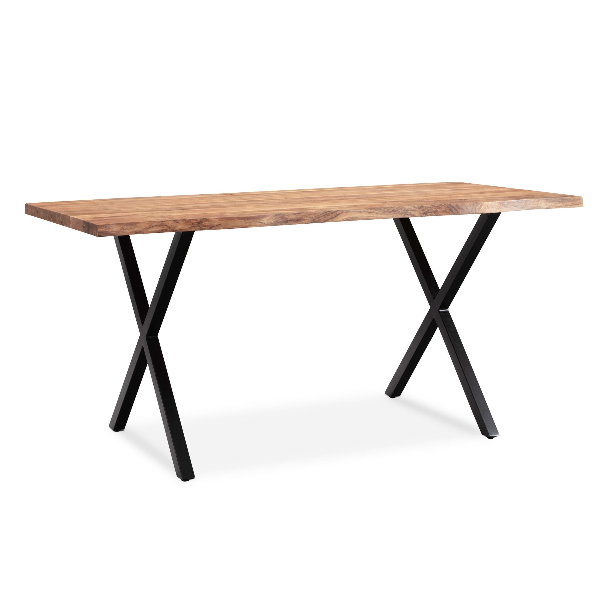 Skrivebord 180x90x76 Cm Akacie Massivt Træ Metal Computerbord Trækant