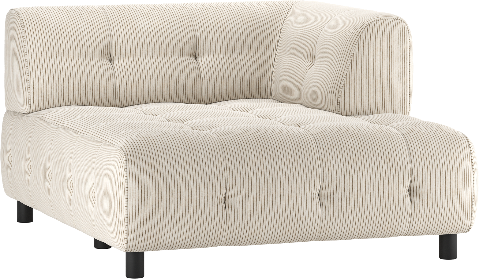 Sofa Woood Louis     Chaiselong Højre Modulær Lysegrå Fløjl 140x122x73 Cm