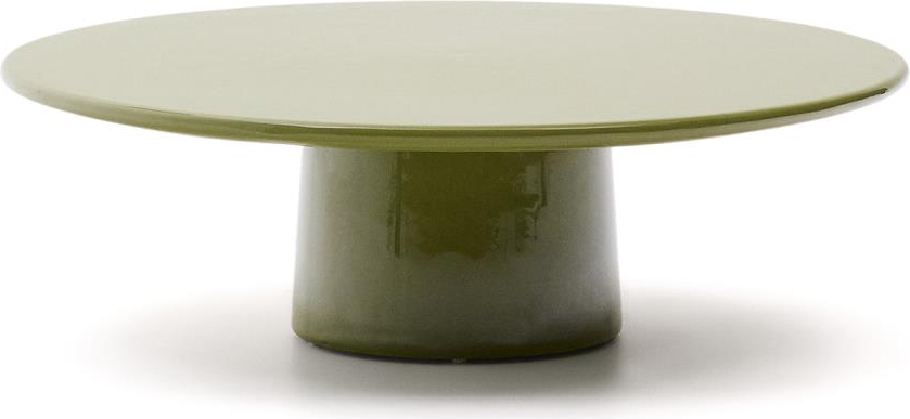 Sofabord Kave Home Albanella Rund ø110   H35 Cm Grøn Gfrc-beton Glansfuld