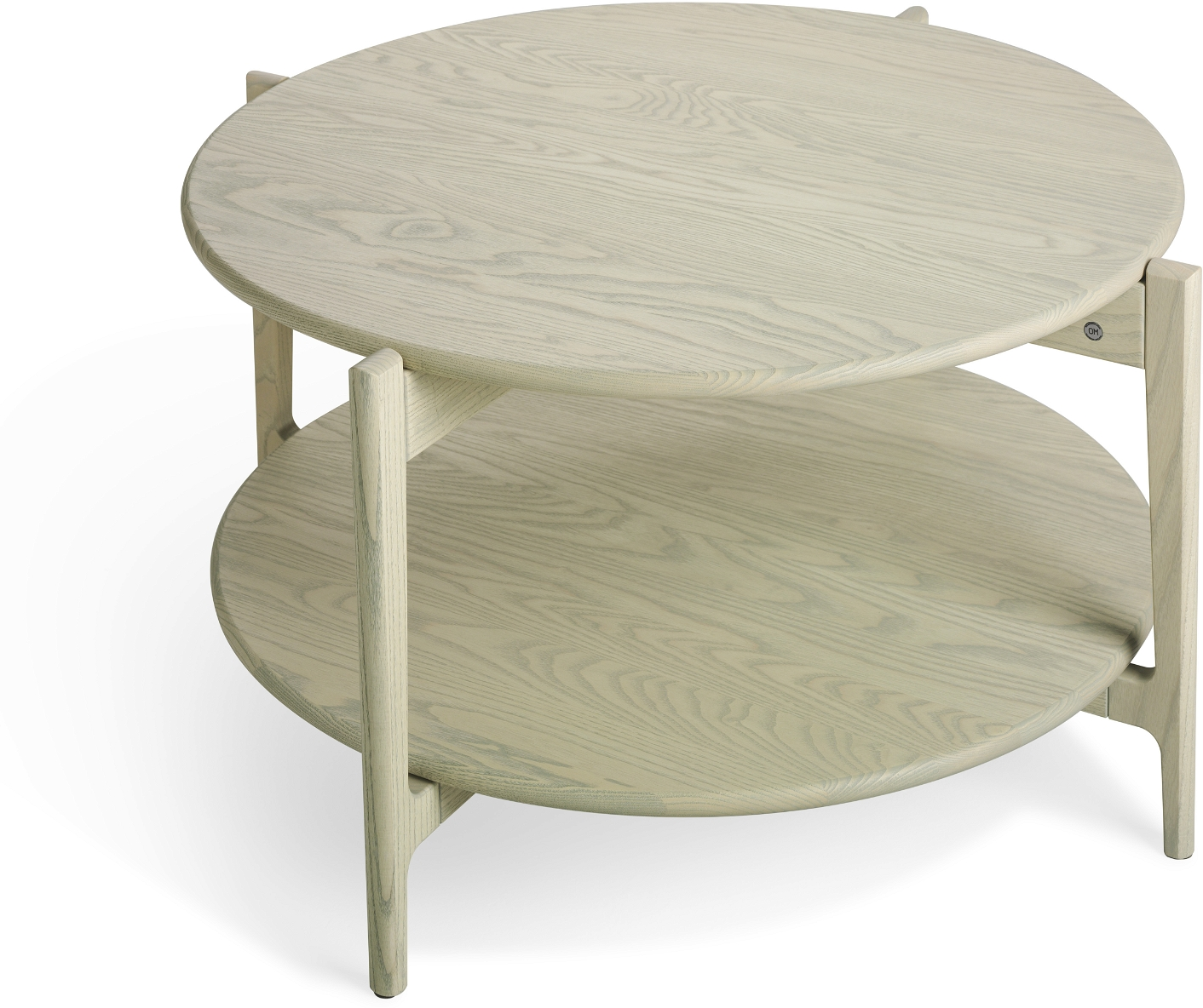 Sofabord Oscarssons Möbel Leia Loungebord Massiv Ask Gråolieret ø88   H48 Cm Med Hylde
