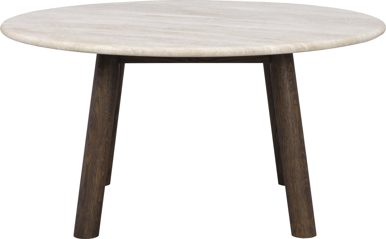 Sofabord Rowico Taransay   Massiv Italiensk Travertin Med Fsc-eg ø90 Cm Beige Brun