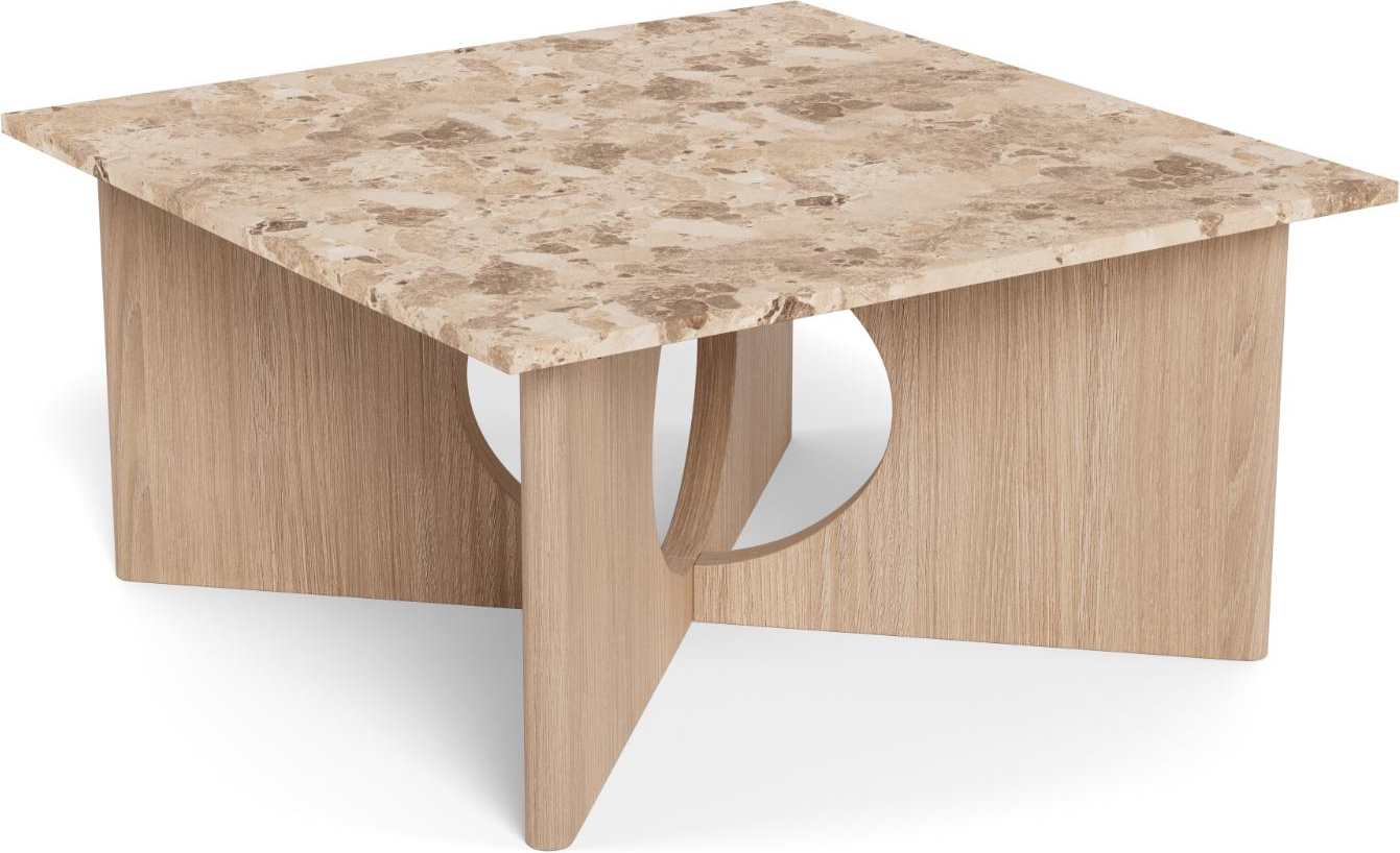 Sofabord Signature Faro Firkantet 80x80x42 Cm Mat Latte Marmortop  Hvidpigmenteret Krydsstel   Olieret Egefiner