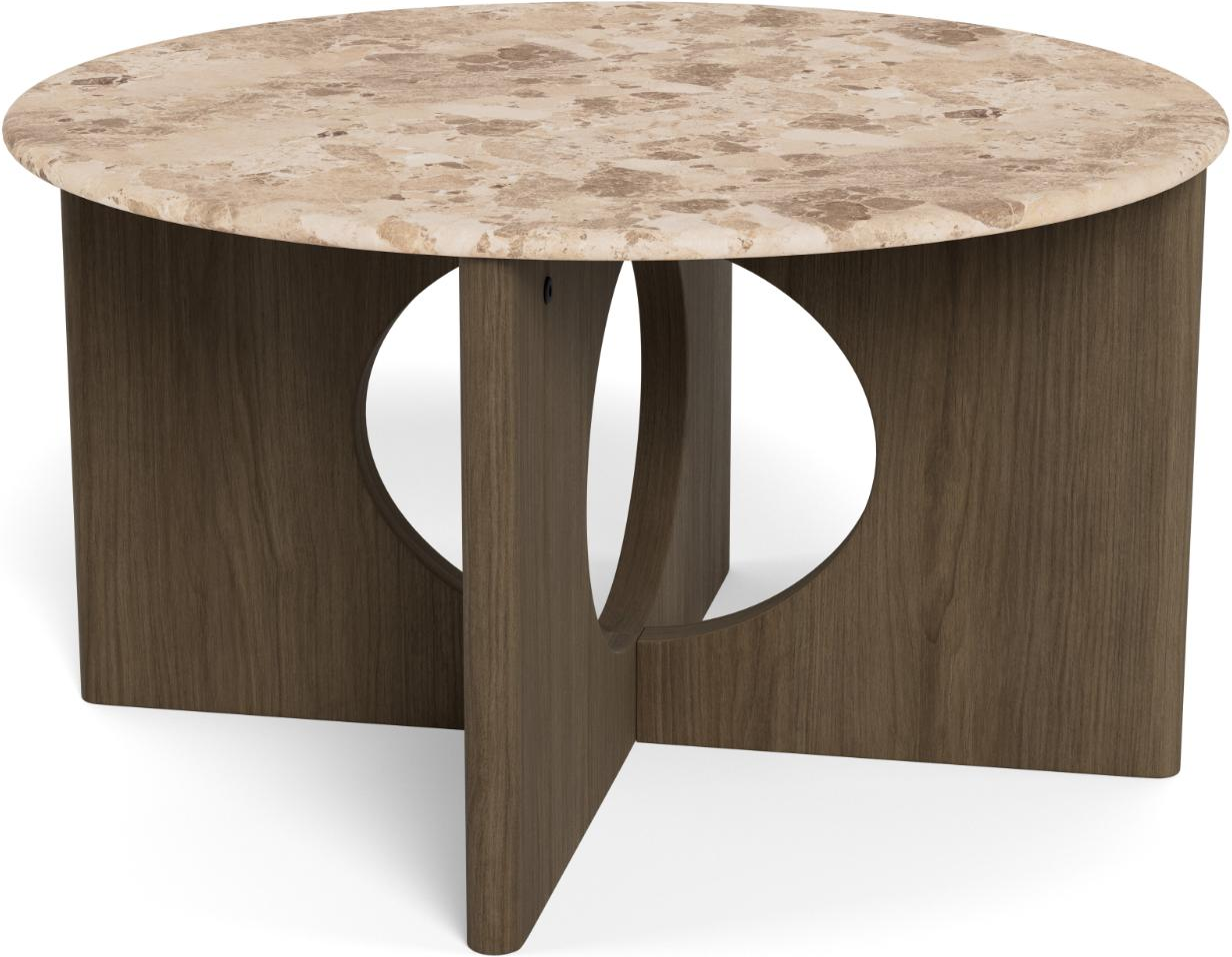Sofabord Signature Faro Rund ø80 H42 Cm  Mat Latte-lakeret Marmor  Egefiner Krydsstel Røg