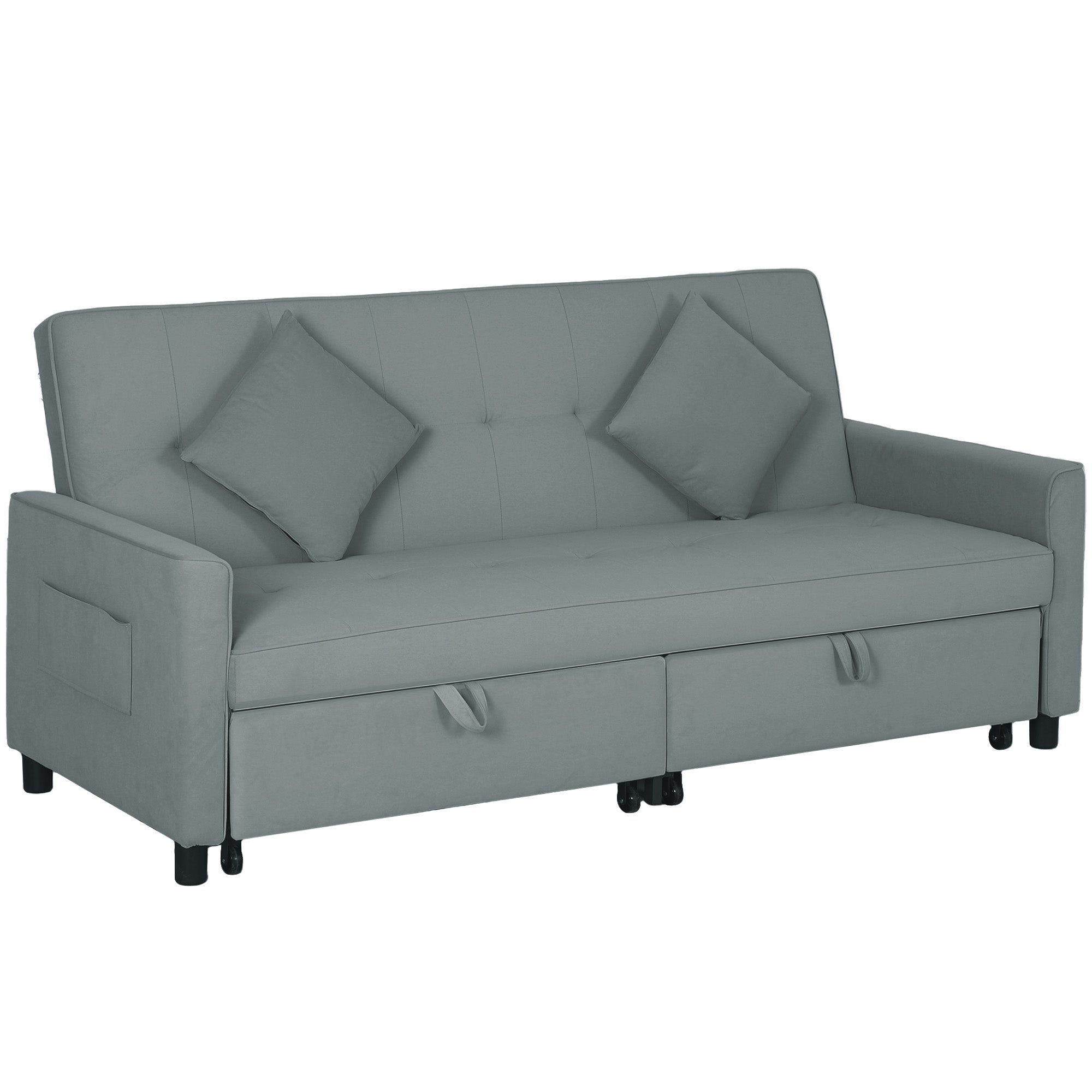 Sovesofa  Justerbar  -personers Sofa Med Sengefunktion  Sovesofa Med Udtræksseng  Hynder  Grå