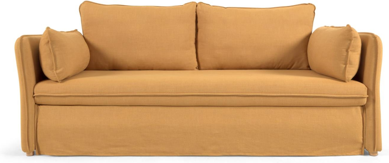 Sovesofa Kave Home Tanit Med Trundle   Sennepsgul Stof 210   100 Cm Nordisk Moderne Stil