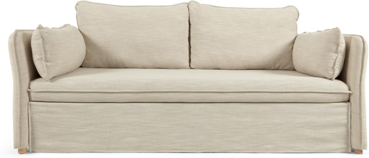 Sovesofa Kave Home Tanit  -personers Lys Beige Hørstof   Moderne Nordisk Design Med Skum-madras Og Aftageligt Betræk