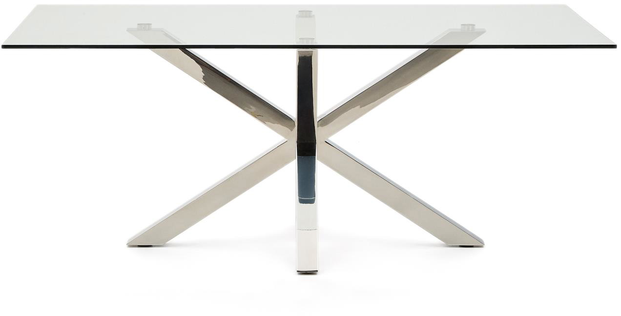 Spisebord Kave Home Argo   Hærdet Glas   Rustfrit Stål  200x100 Cm  Plads Til   Personer