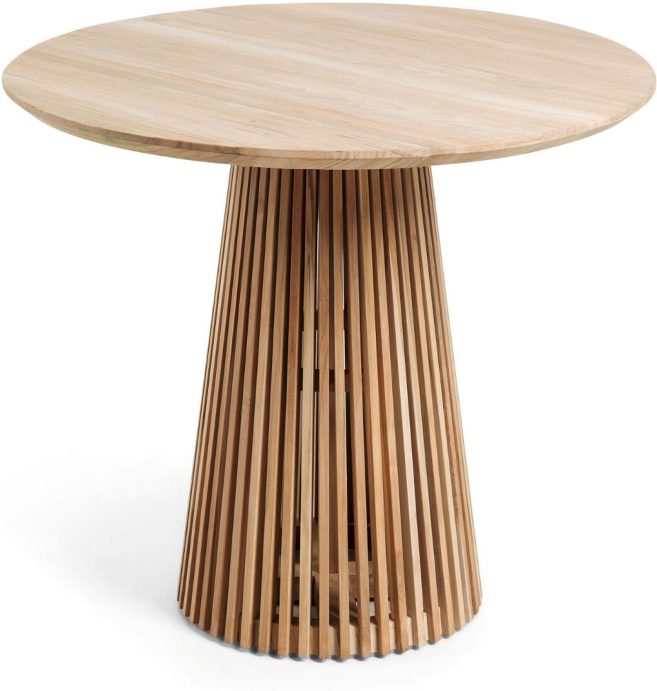 Spisebord Kave Home Jeanette Rund ø90 Cm Teaktræ Natur  Flegt-certificeret  Massivt Teaktræ Med Lakeret Finish
