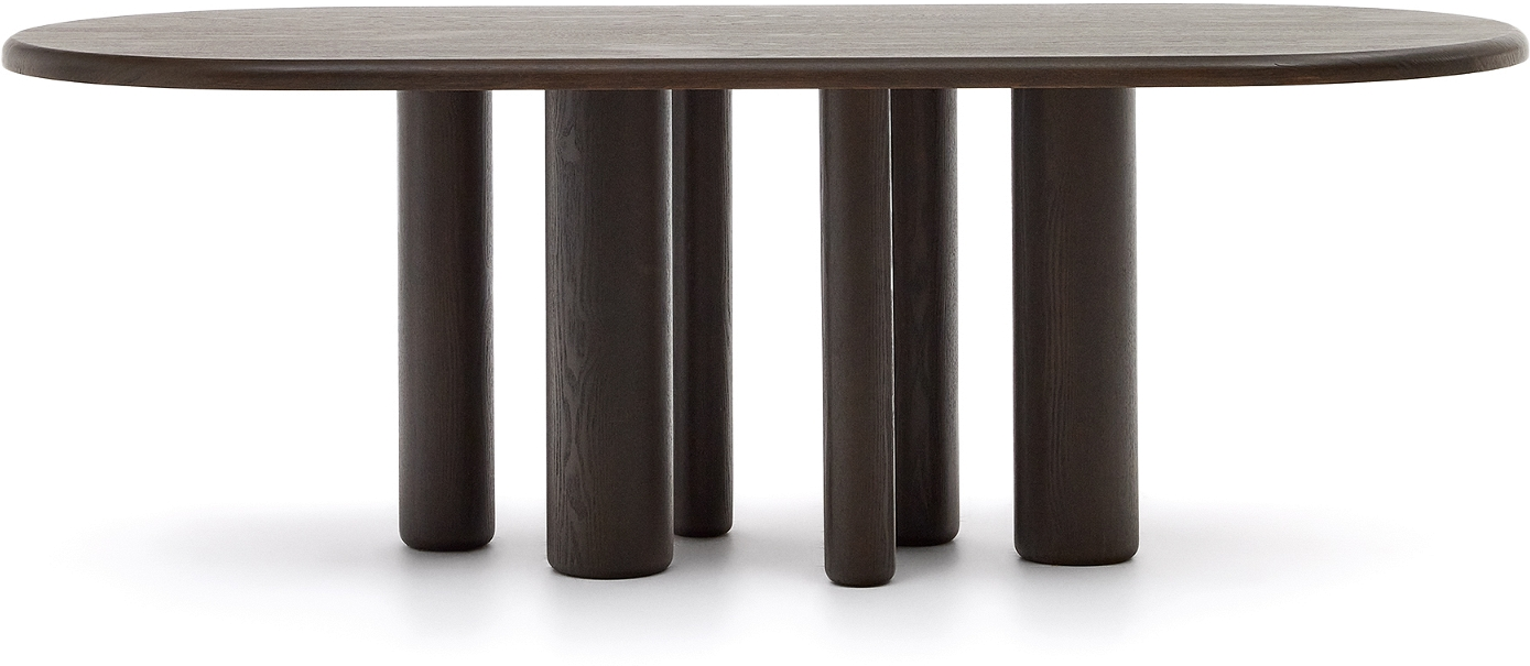 Spisebord Kave Home Mailen   Ovalt Sort Pu-lakeret Bord Til   Pers L220xb105 Cm