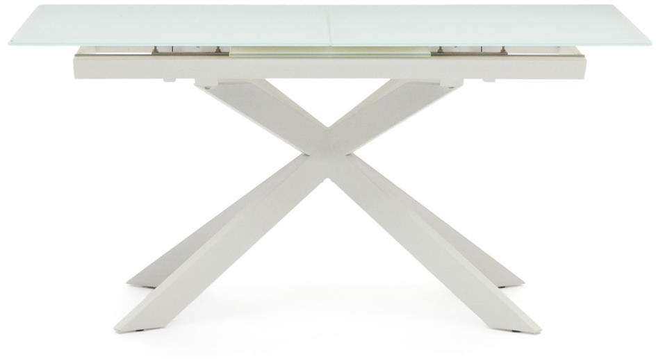 Spisebord Med Udtræk Kave Home Atminda 160x90 Cm Hvidt Hærdet Glas Stålstel