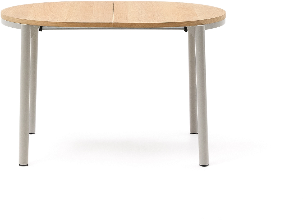 Spisebord Med Udtræk Kave Home Montuiri Rundt 120-200   90 Cm Natur Grå