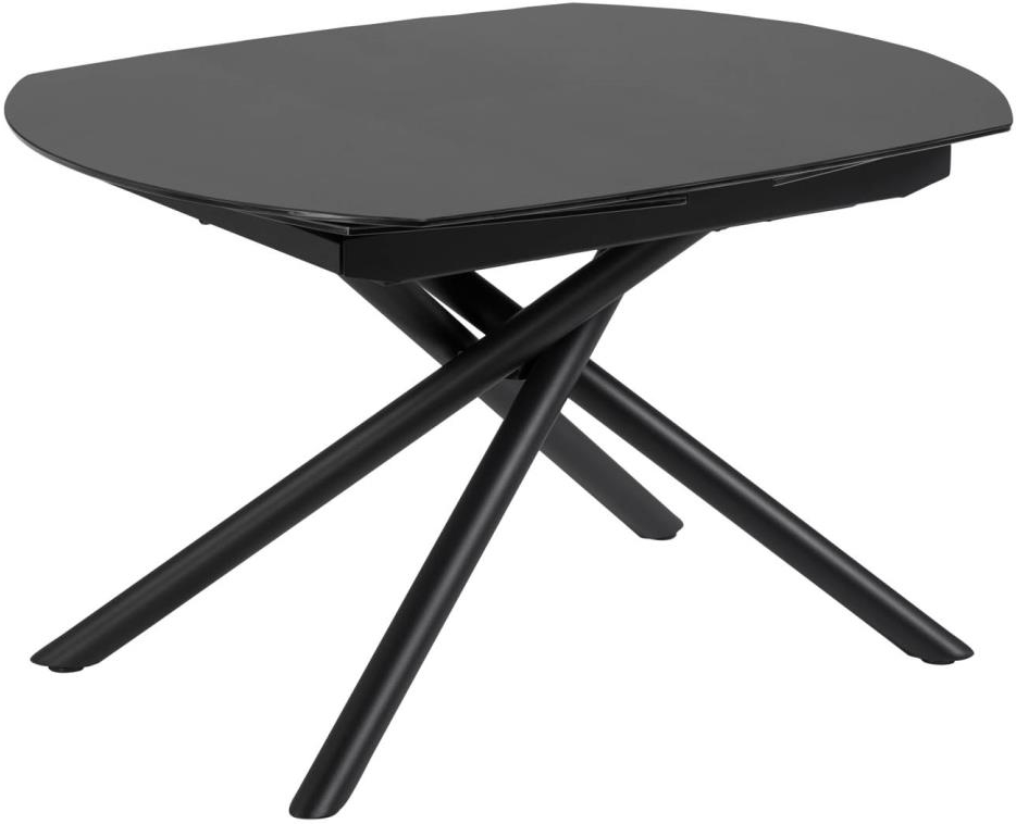 Spisebord Med Udtræk Kave Home Yodalia 190ã 100ã 78 Cm Mørkt Hærdet Glas Sort Stål