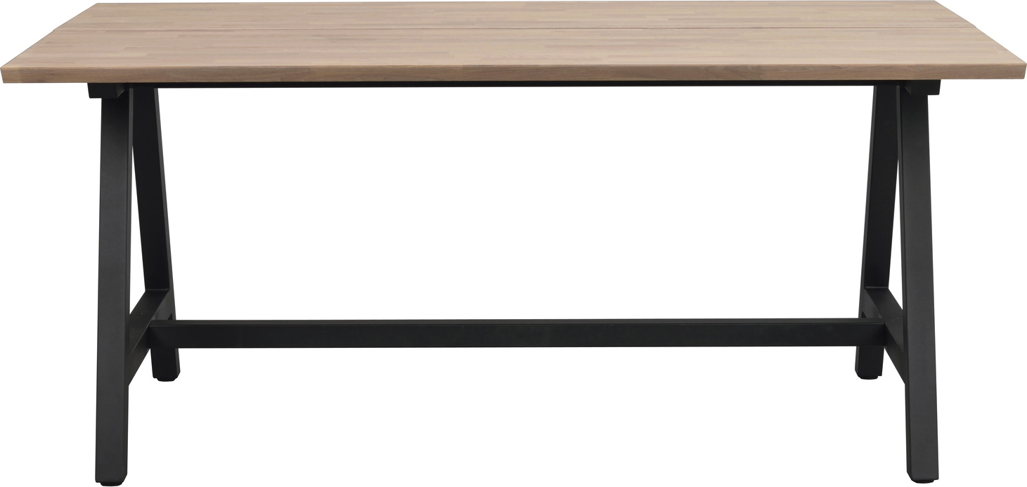 Spisebord Rowico Carradale   Massiv Olieret Eg Med Sort  -formet Metalstel 170x100 Cm