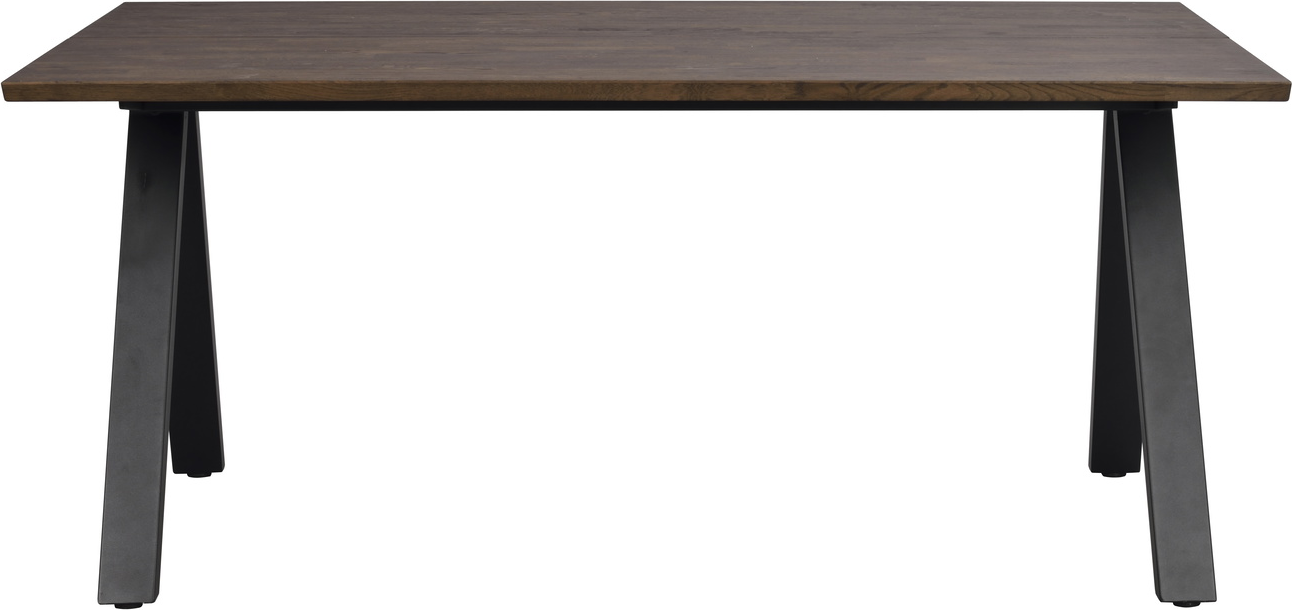 Spisebord Rowico Carradale  -ben Massiv Olieret Eg Og Sort Metal 170x100 Cm Udvideligt Med   Tillægsplader