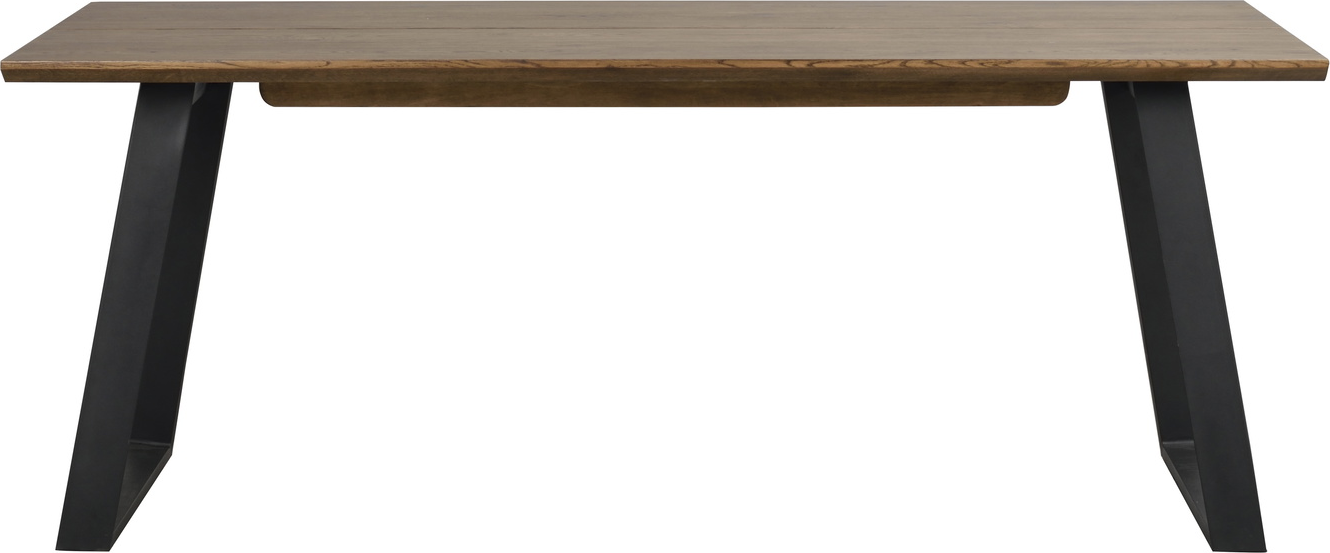 Spisebord Rowico Melville Lakeret Vildegefinér Med Pulverlakerede Metalben Lysebrun Sort 210ã 95ã 75 Cm