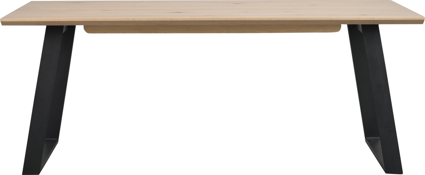 Spisebord Rowico Melville 210   95   75 Cm Hvidkalket Egetræ   Sort Metal  Robust Finérbordplade  Kan Forlænges Til 310 Cm