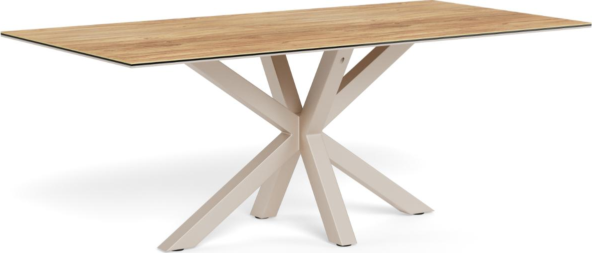 Spisebord Signature Solenne  Rektangulært 200x100 Cm  Keramisk Vild-eg-top  Gråt Pulverlakeret Stålstel