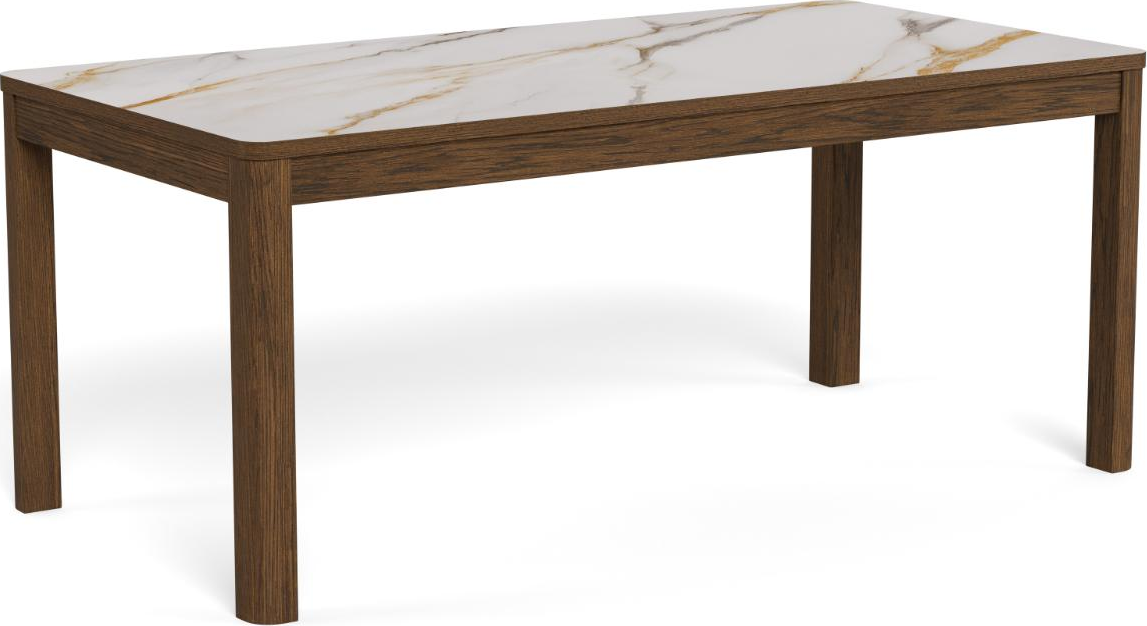 Spisebord Signature Westby 180x90 Cm  Poleret Creme Keramik-look Bordplade  Røget Egefiner Stel
