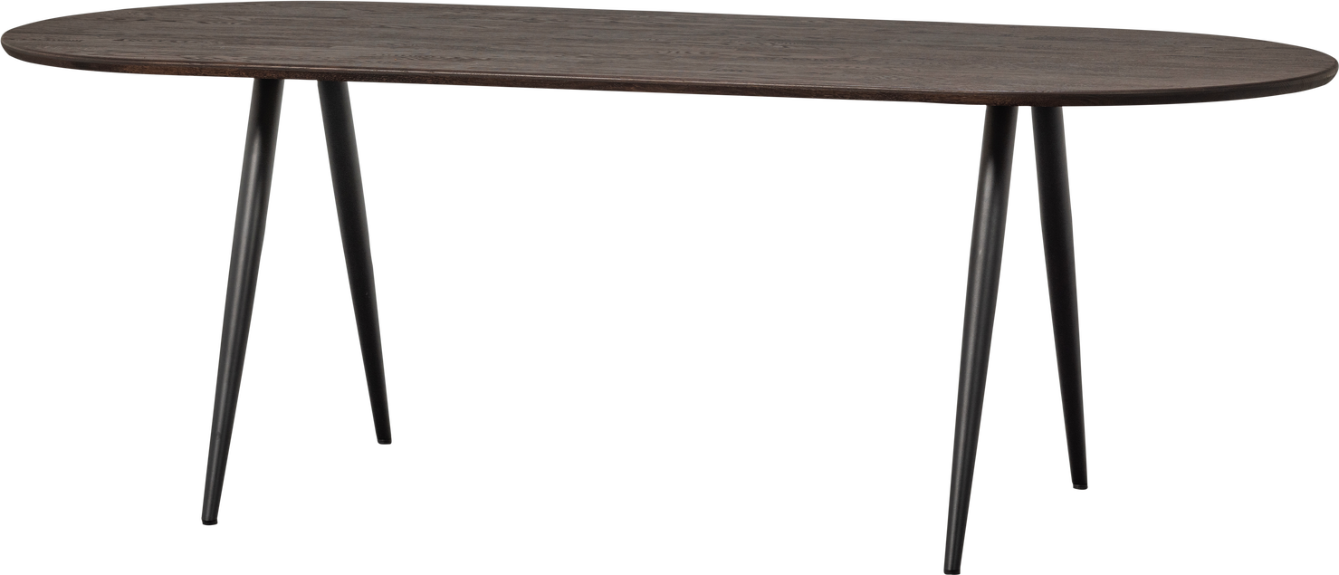 Spisebord Woood Tablo Ovalt Egetræ Let Børstet  Brun Bejdse  Sort Metalstel  Fsc Mix  220x90 Cm