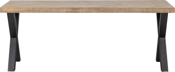 Spisebord Woood Tablo Plankebord   Mangotræ Med Sildebensmønster Kalkvasket Finish 180ã 90 Cm Natur Matsort Krydsben