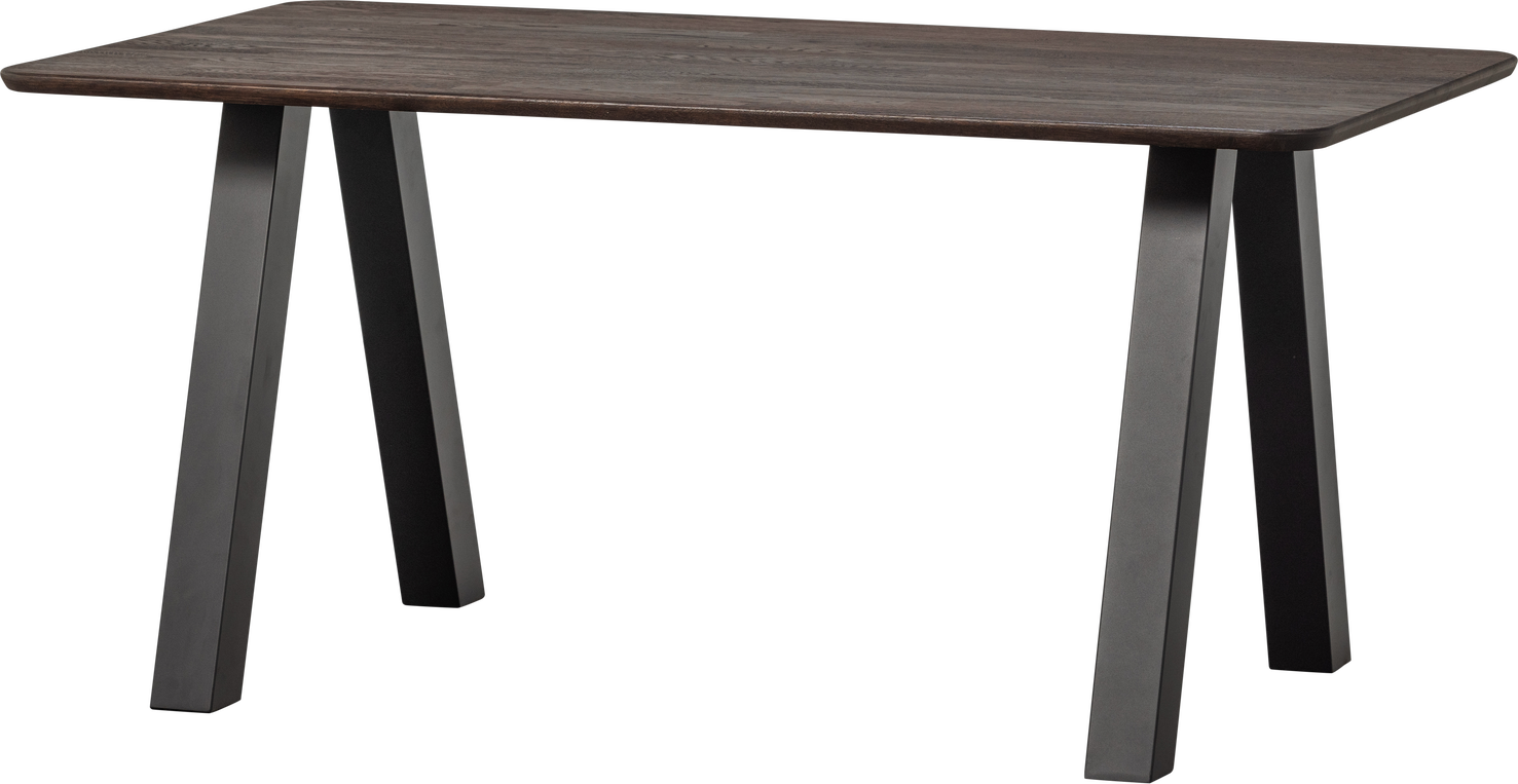 Spisebord Woood Tablo 160x90 Cm  Egetræ Med Let Børstet Overflade  Mystik Brun  Pulverlakerede Metalben  Fsc Mix-certificeret