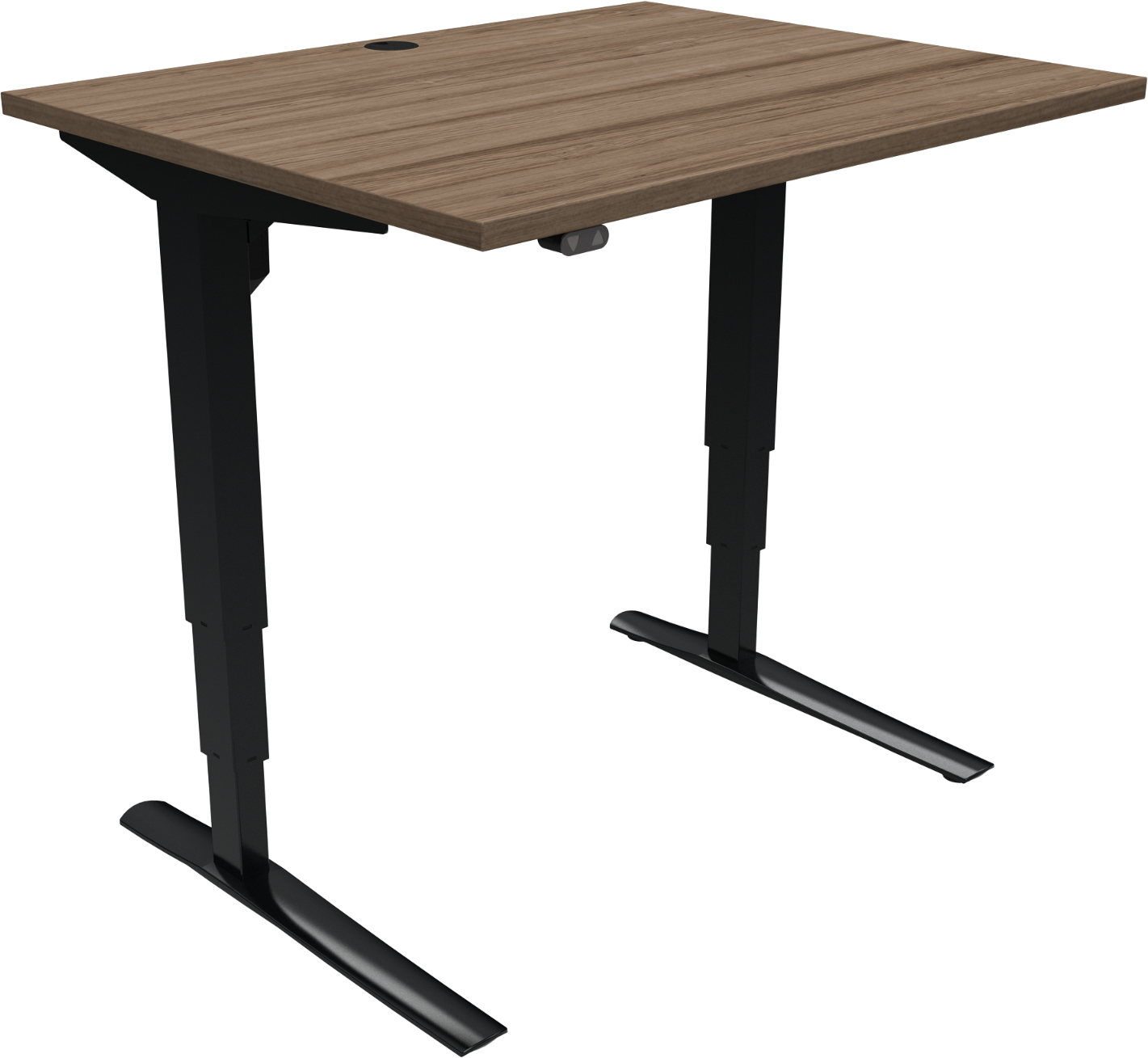 To-bens Firkantet Hæve- Sænkebord Sit-stand Bord Zennord Rise Rest Højdejusterbart 65-125 Cm Valnødmelamin Mørk Natur
