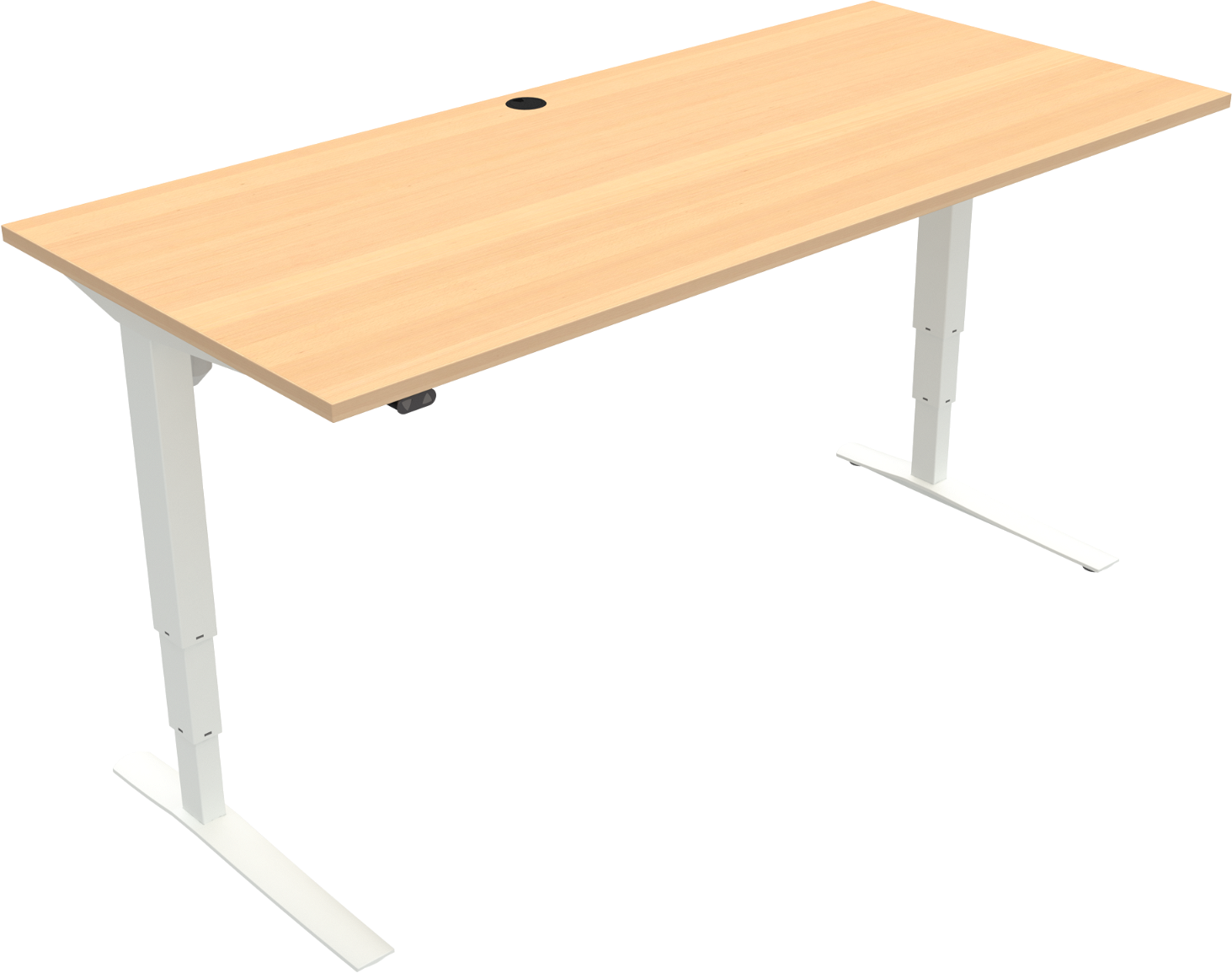 To-bens Hæve- Sænkebord Højdejusterbart Skrivebord Zennord Rise Rest Firkantet Bøg Natur Hvid H65-125   B180   D80 Cm