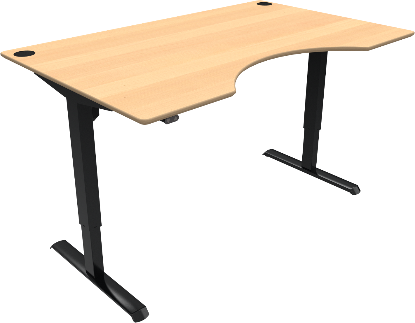To-bens Hæve- Sænkebord Med Centerudskæring Zennord Adaptdesk Natur Sort