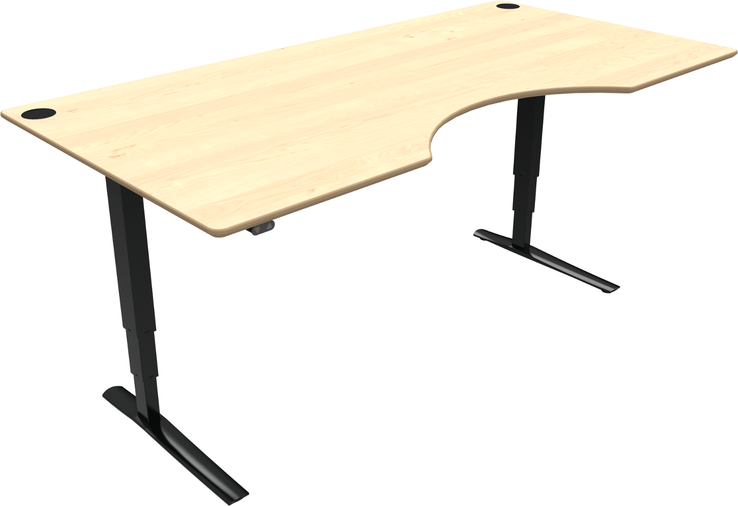 To-bens Hæve- Sænkebord Med Centerudskæring Zennord Rise Rest Stå-siddebord Natur Sort 200x100 Cm